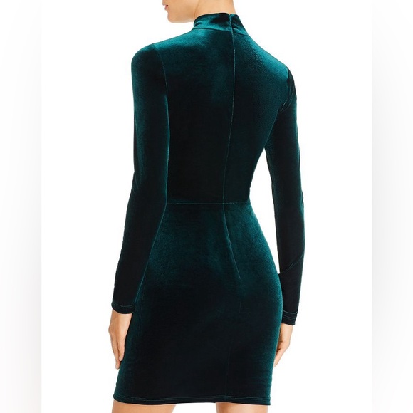 Black Halo Briar Velvet Faux-Wrap Mini Dress Dark Green Long Sleeve Size 6 - Picture 2 of 5